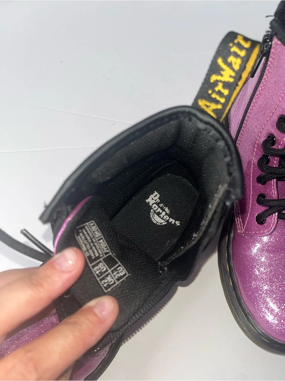Dr. Martens Pink Glitter Lace-Up Boots Girls size 13 youth